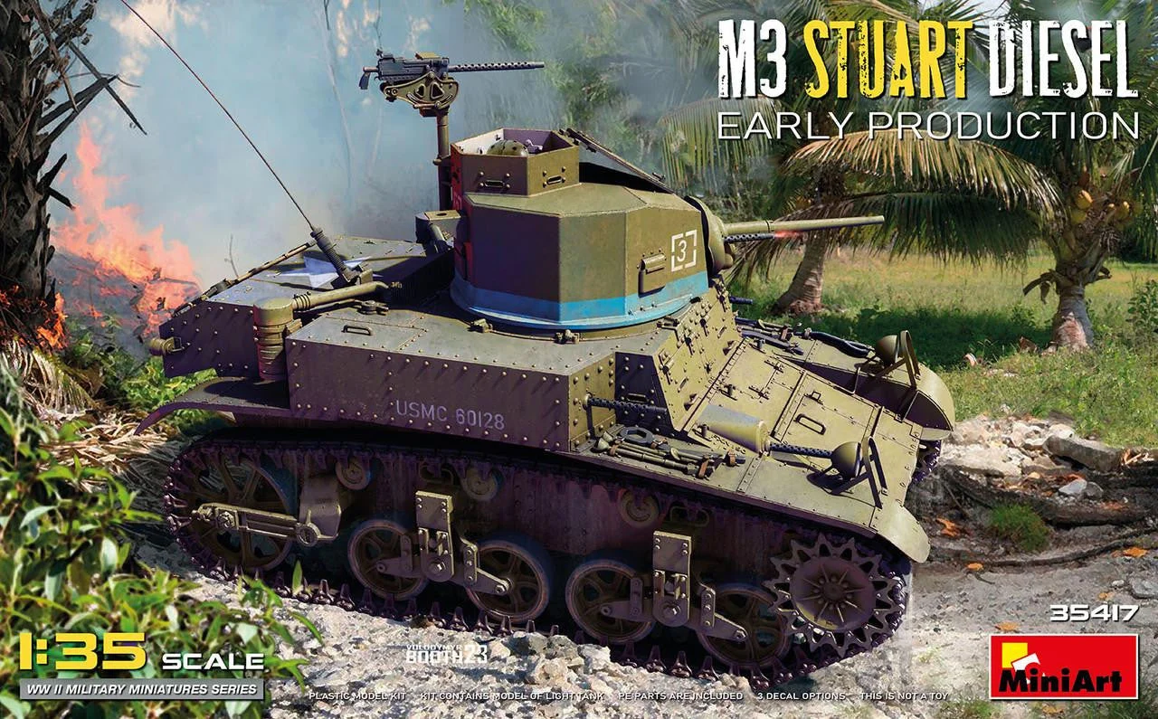 Miniart 1/35 M3 STUART DIESEL EARLY PRODUCTION Plastic Model Kit