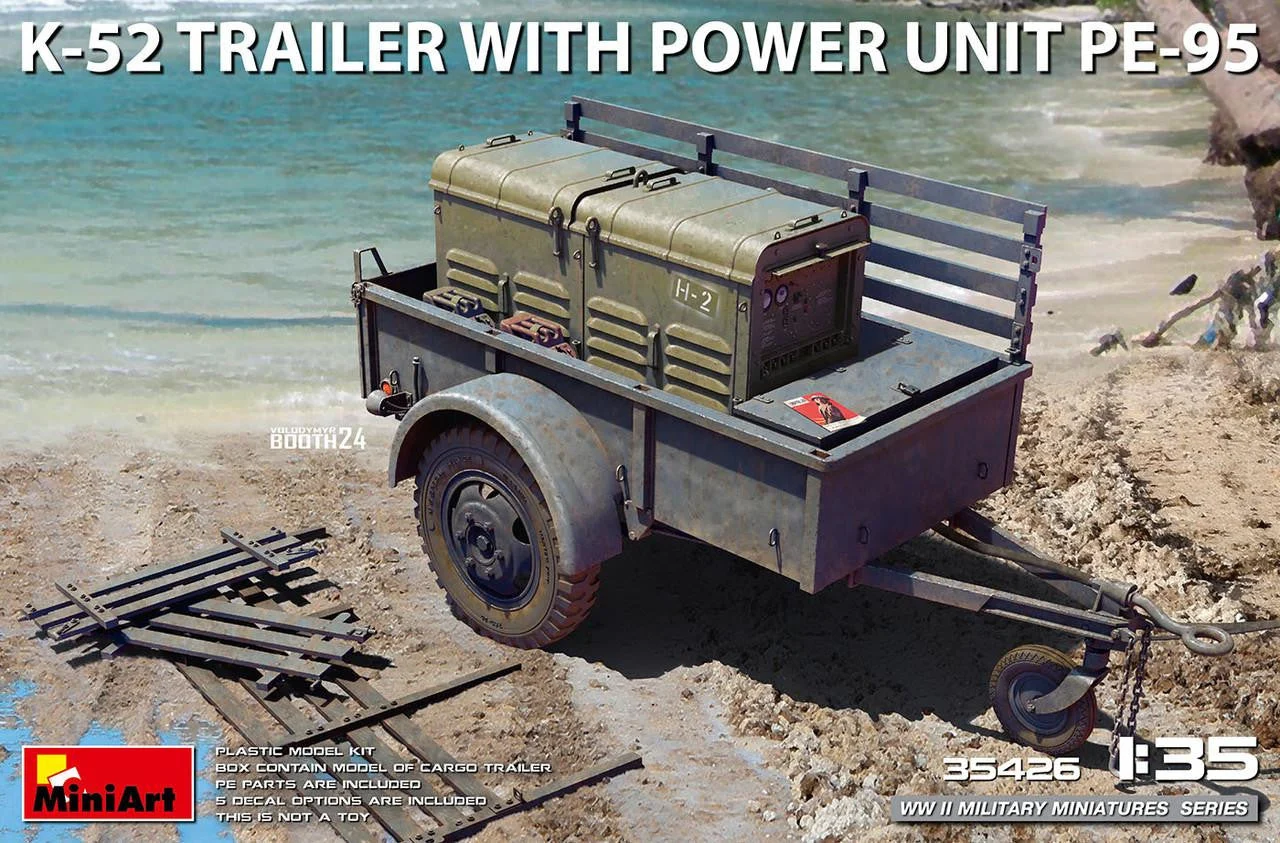 Miniart 1/35 Miniart K-52 TRAILER w/POWER UNIT PE-95 Plastic Model Kit