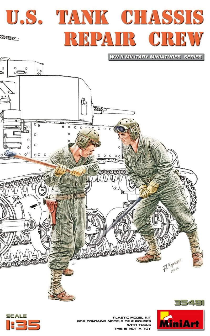 Miniart 1/35 U.S. Tank Chassis Repair Crew Plastic Model Kit