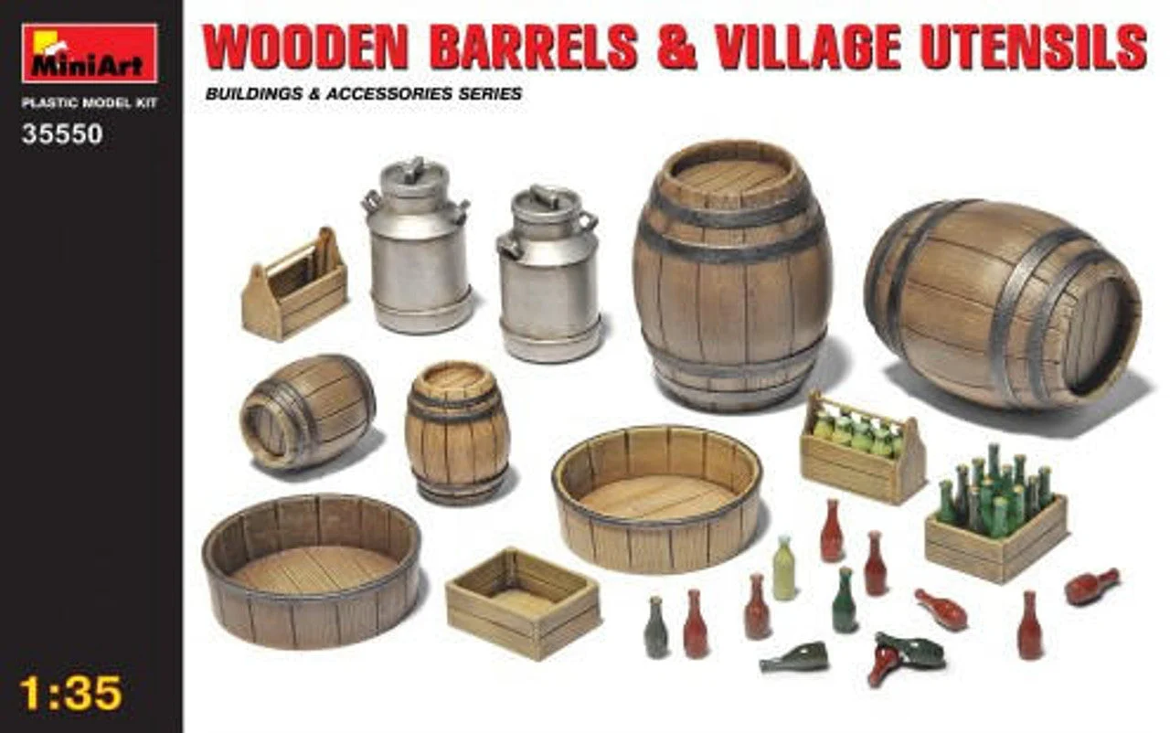 Miniart 1/35 Miniart Wooden Barrels & Village Accessories