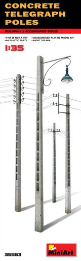 1/35 Miniart Concrete Telegraph Poles (4 diff. types)