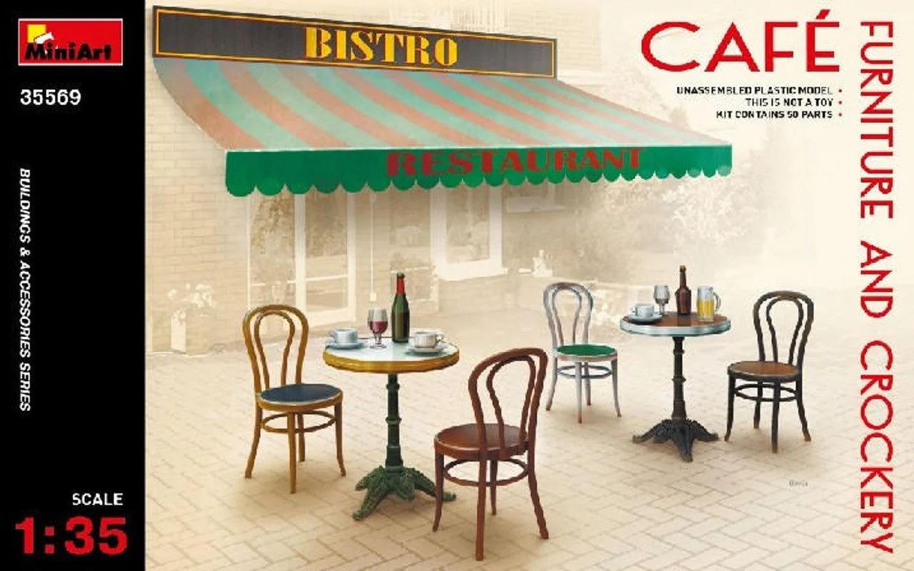 Miniart 1/35 Miniart Cafe Furniture Tables & Chairs w/Accessories