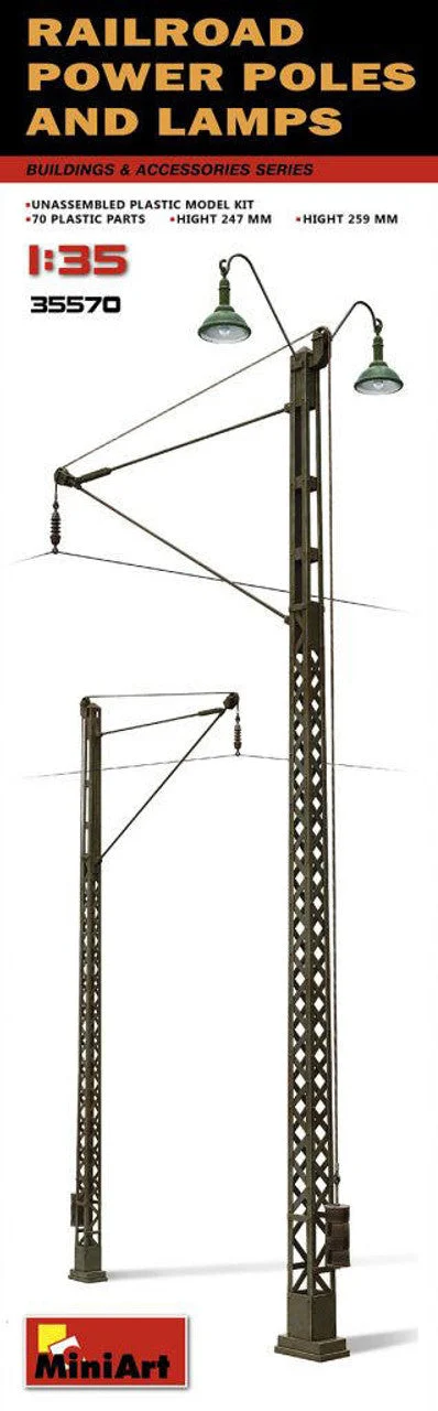 Miniart 1/35 Miniart Railroad Power Poles & Lamps