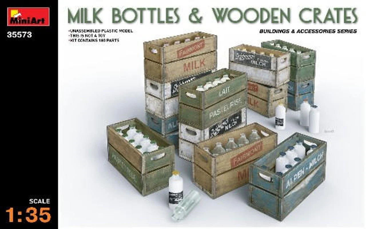 Miniart 1/35 Miniart Milk Bottles & Wooden Crates