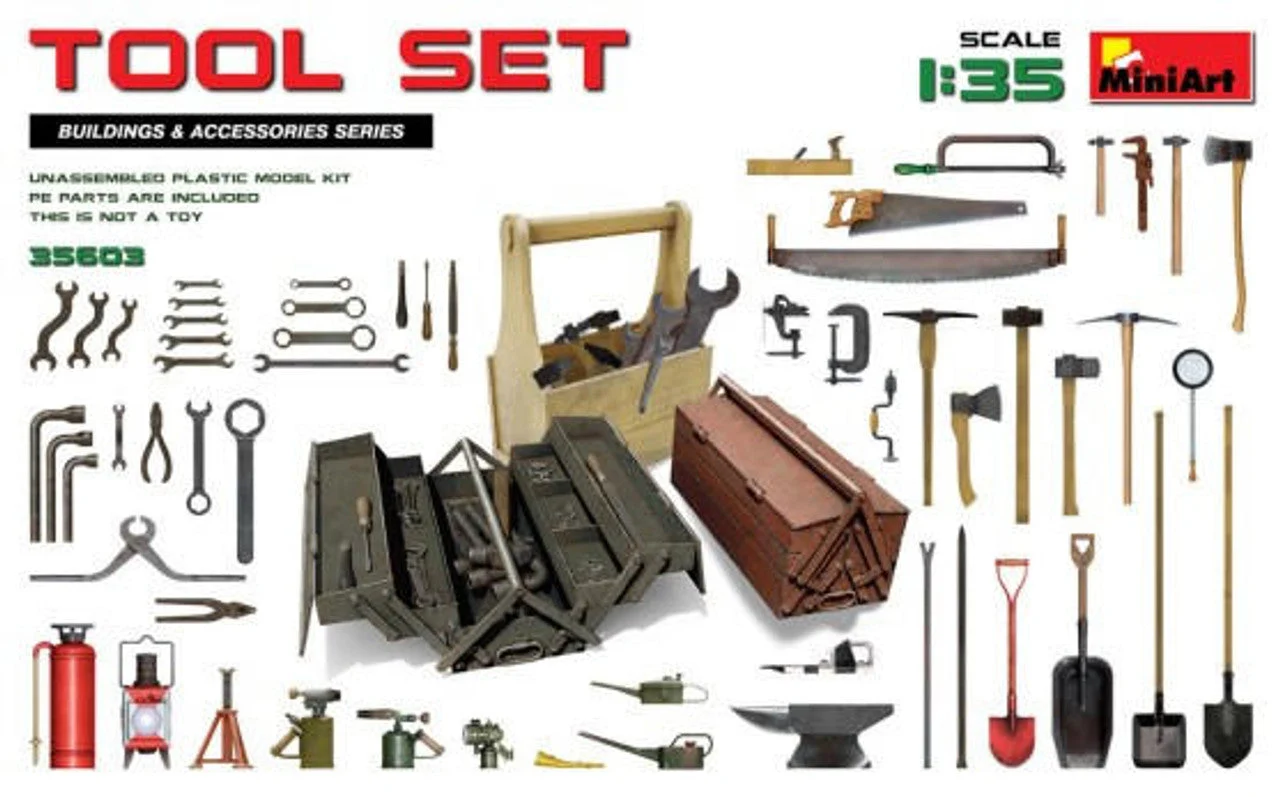 Miniart 1/35 Miniart Tool Set: Various Tools & Boxes