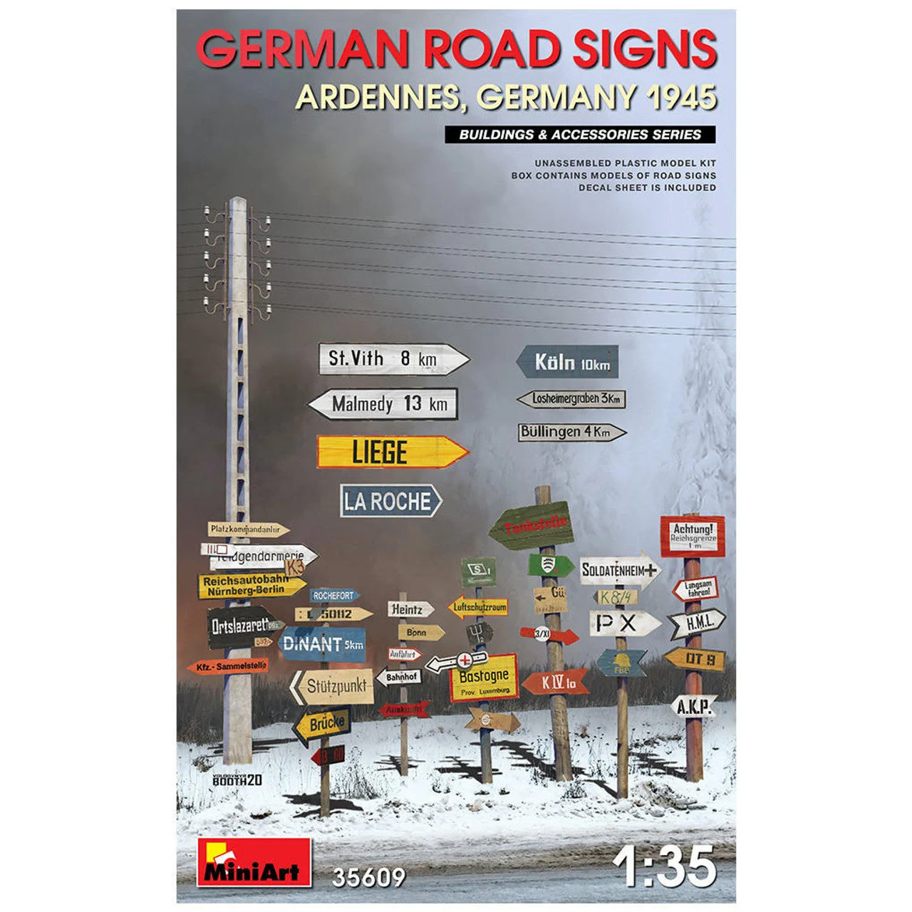 Miniart 1/35 Miniart German Road Signs WW2 (Ardennes, Germany 1945)