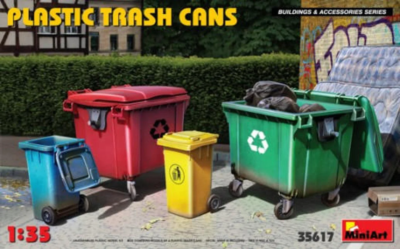 Miniart 1/35 Miniart Plastic Trash Cans (4)