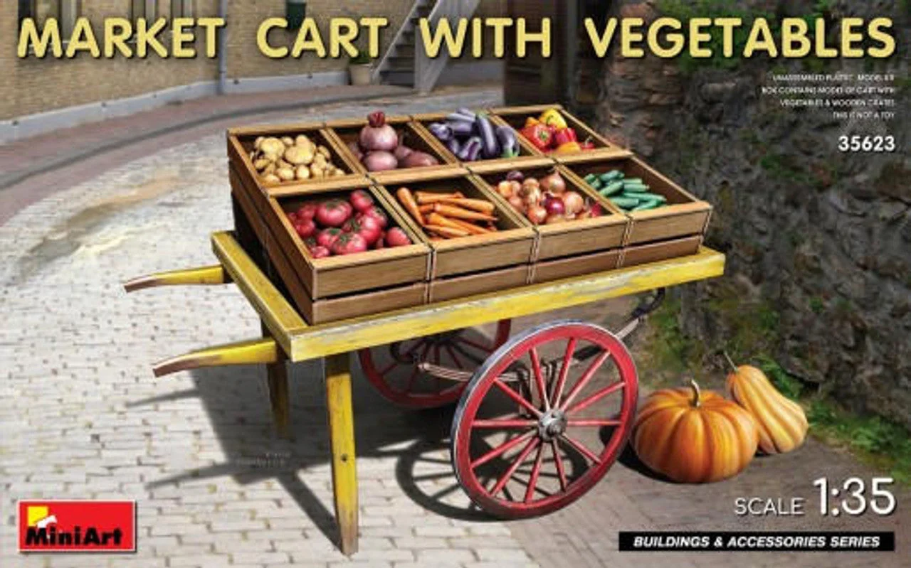 Miniart 1/35 Miniart Market Cart w/Vegetables & Wooden Crates
