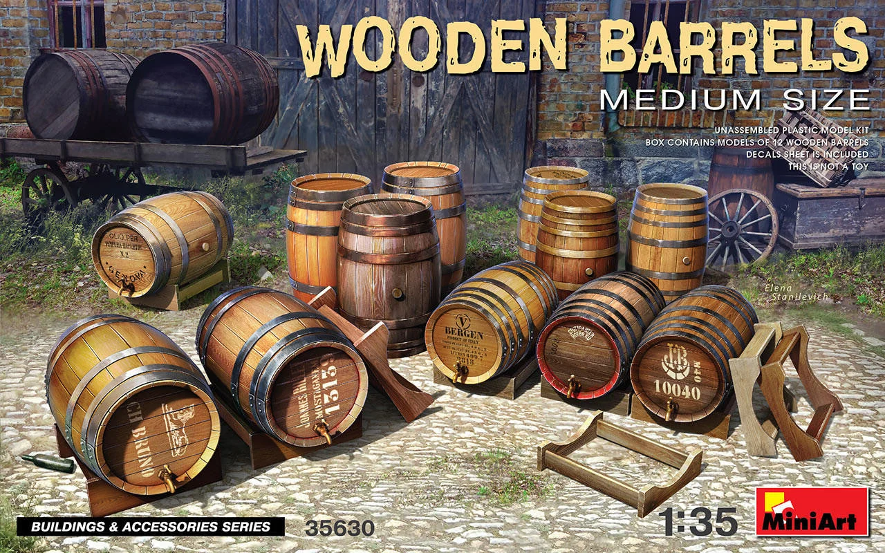 Miniart 1/35 Miniart Wooden Barrels. Medium Size
