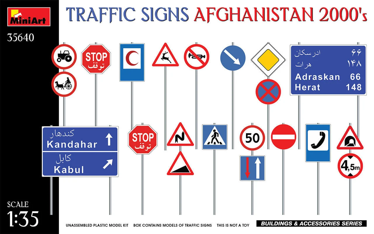 Miniart 1/35 Miniart Traffic Signs. Afghanistan 2000's