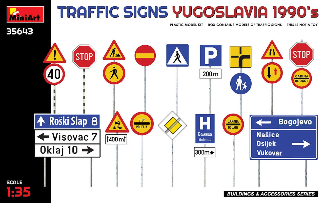 Miniart 1/35 Miniart Traffic Signs. Yugoslavia 1990's