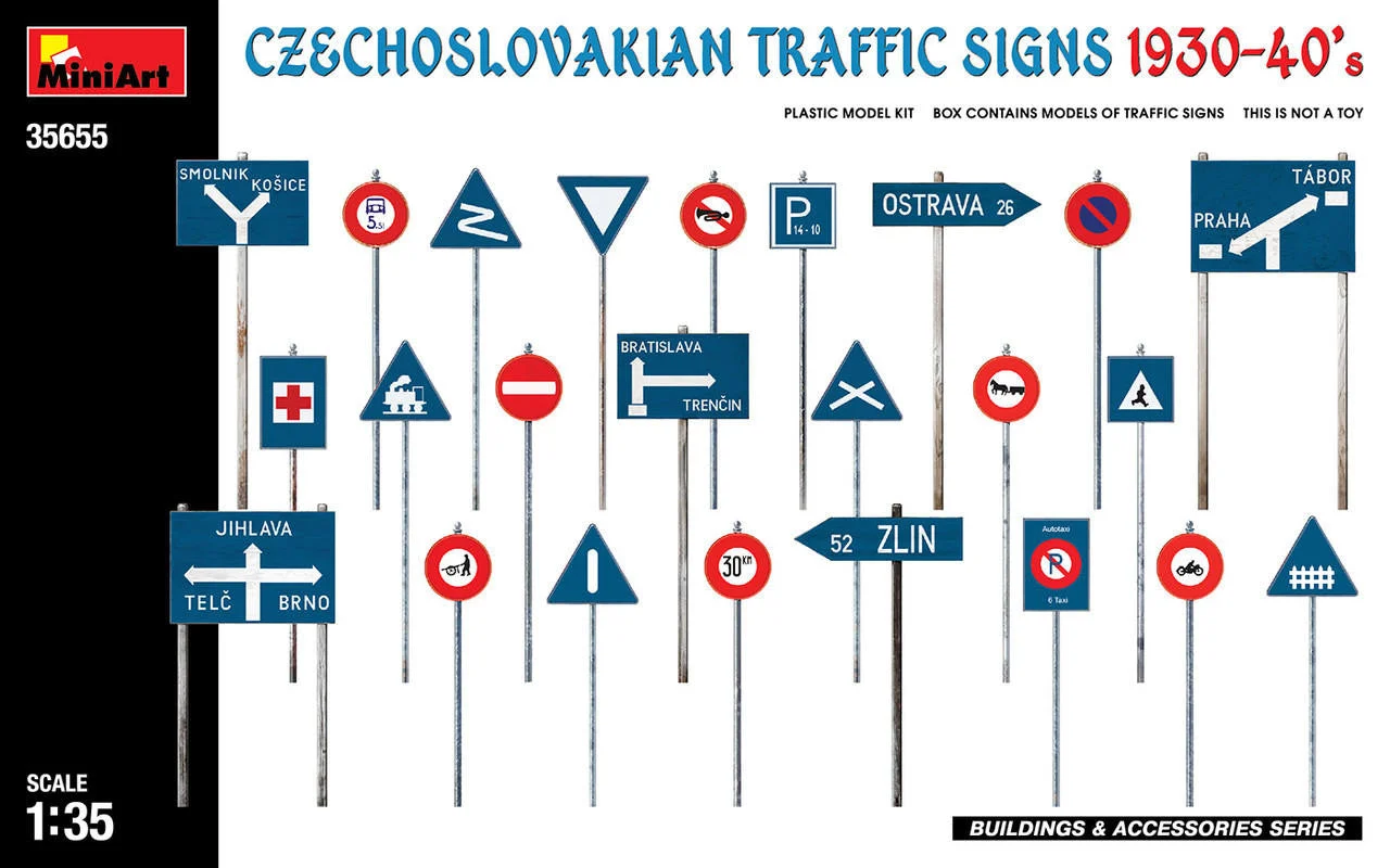 Miniart 1/35 Miniart Czechoslovakian Traffic Signs 1930-40s