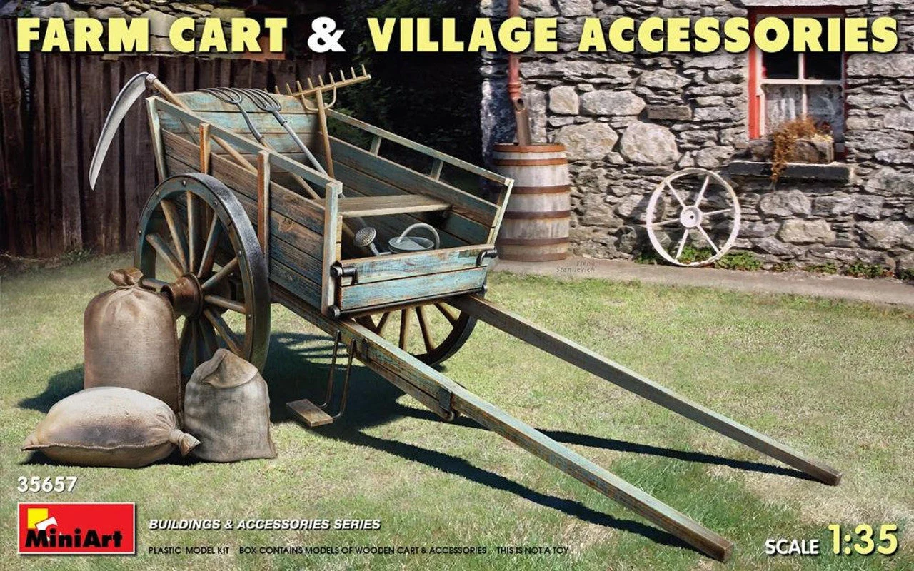 Miniart 1/35 Miniart Farm Cart with Village Accessories