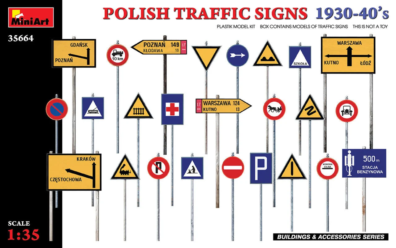 Miniart 1/35 Miniart Polish Traffic Signs 1930-40’s