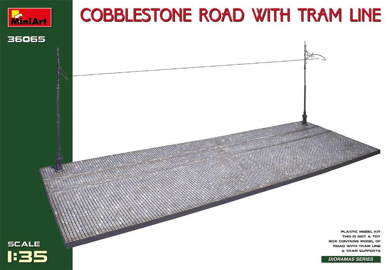 Miniart 1/35 Miniart Cobblestone Road w/Tram Line (Injection Mold)