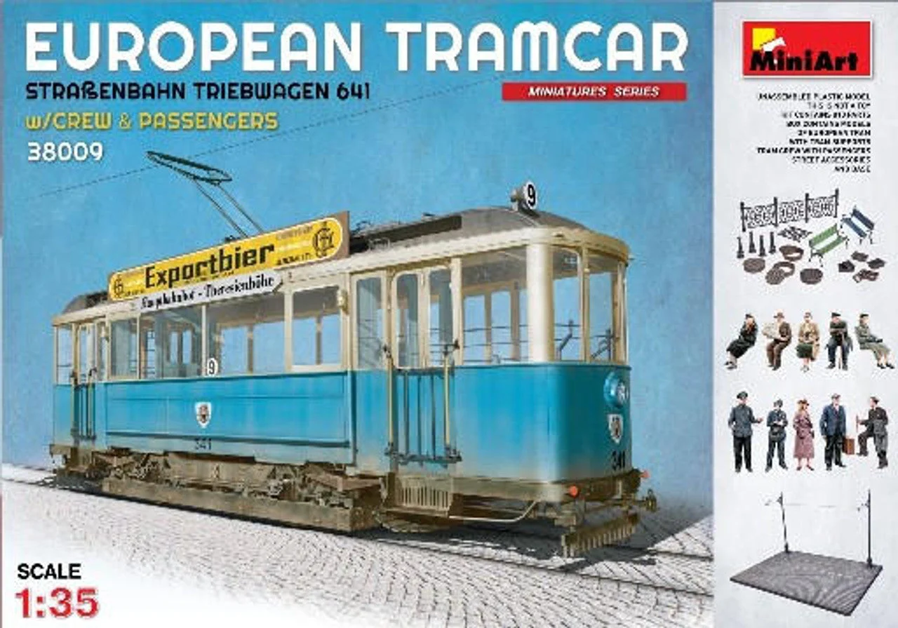 Miniart 1/35 Miniart European Tramcar 641 w/Figures & Street-Type Base Section
