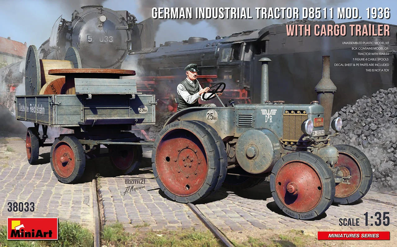 Miniart 1/35 Miniart German Industrial Tractor D8511 Mod 1936 w/Cargo Trailer