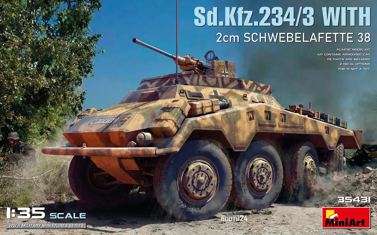 Miniart 1/35 Sd.Kfz.234/3 SCHWERER PANZERSPAHWAGEN STUMMEL Plastic Model Kit