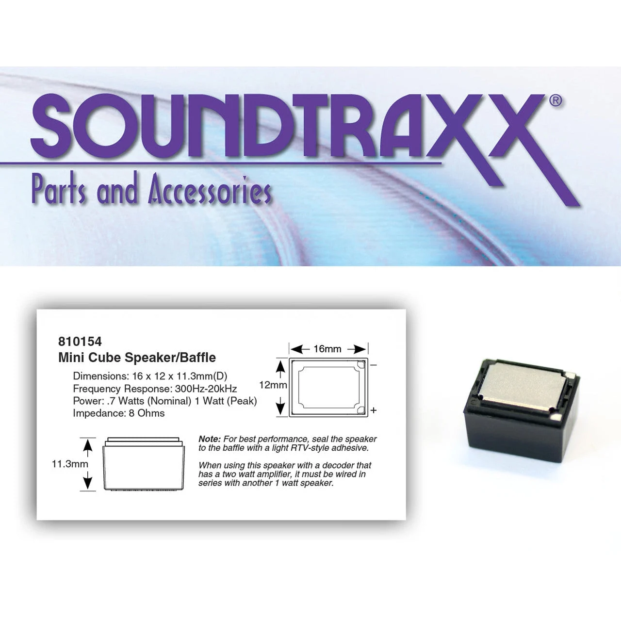 Soundtraxx 16 x 12 x 11.3mm Mini Cube - 810154