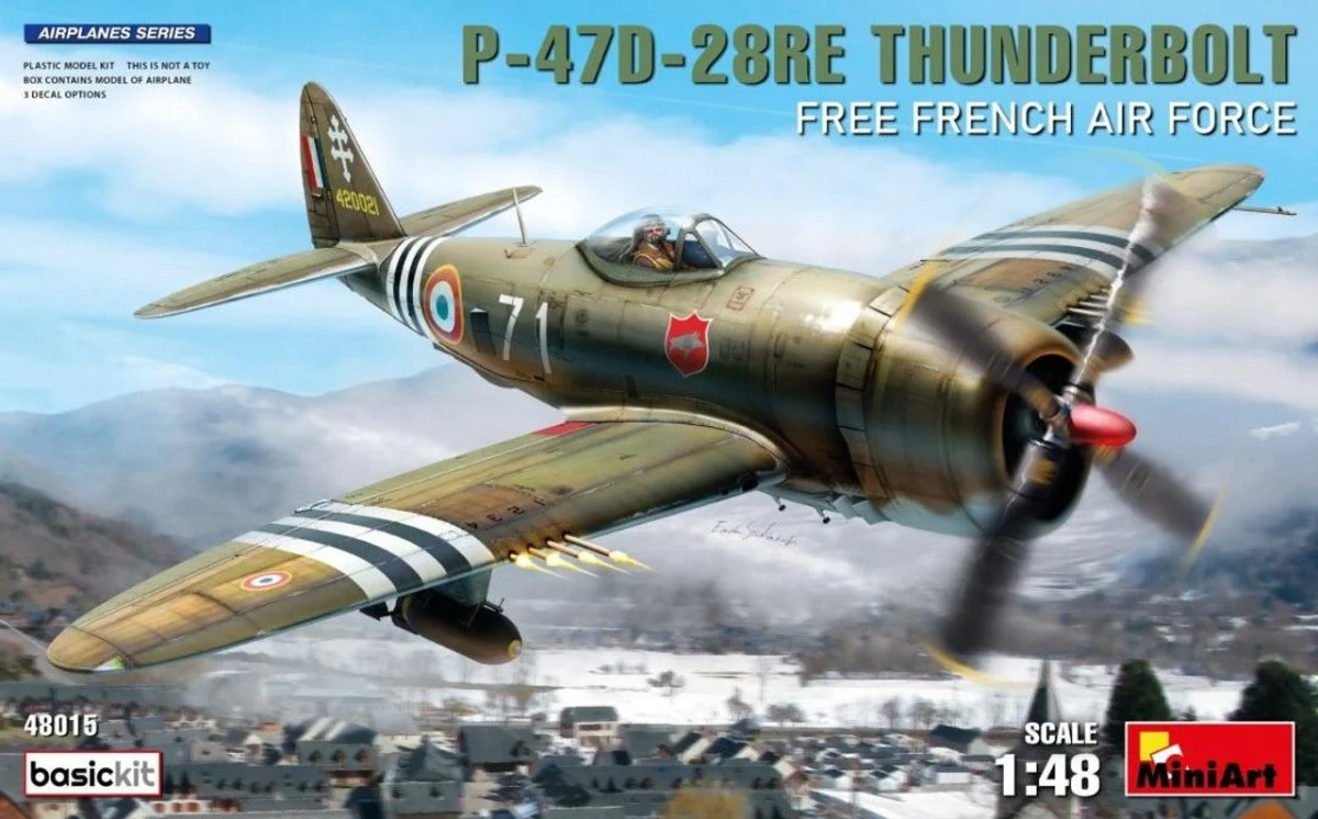 Miniart 1/48 Miniart P-47D-28RE Thunderbolt Free French Air Force Basic Plastic Model Kit