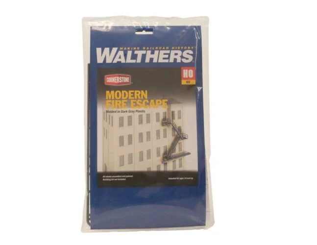 Walthers Cornerstone HO Scale Modern Fire Escape Kit – Urban Building Detail Accessory – 933-3736