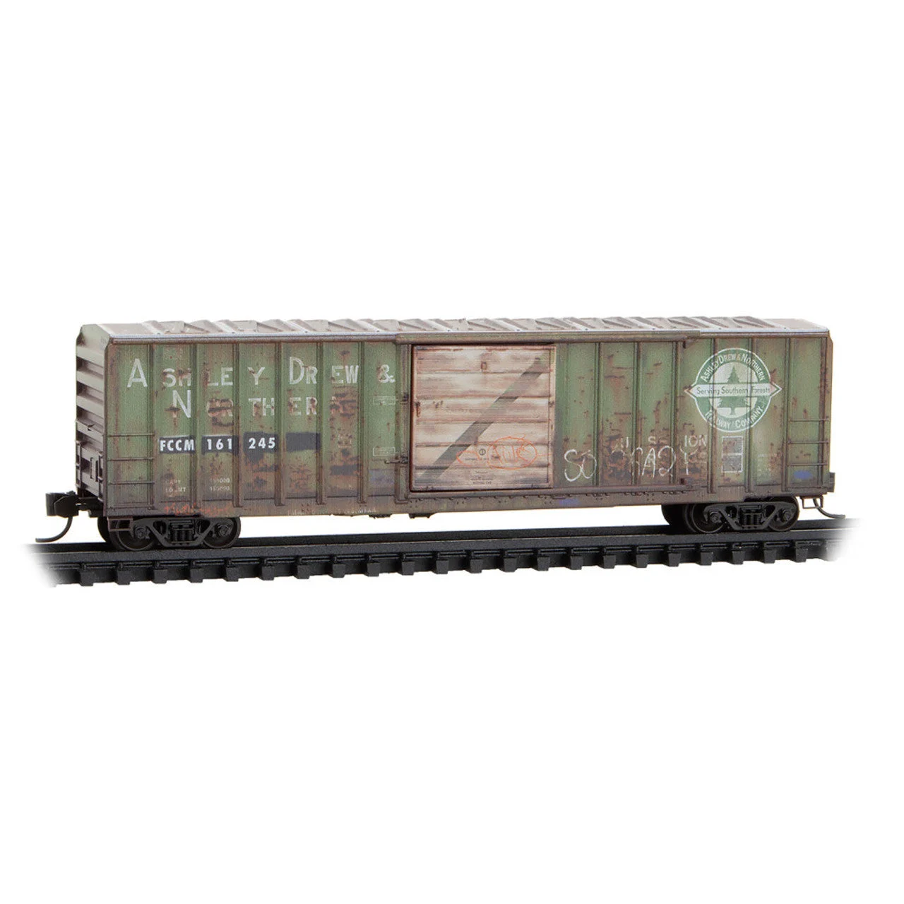 Micro Trains Line N Scale FCCM Ex Ashley Drew & Northern 50' Rib Side Box Car FCCM #161245