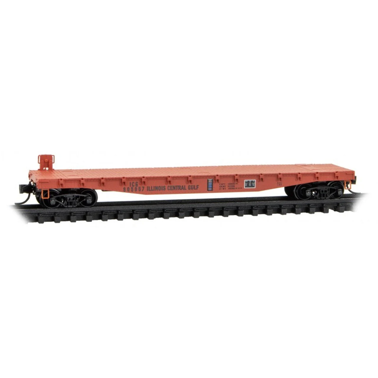 Micro Trains N Scale 50' Flat Car Fishbelly Side w/ Side Mount Brake Wheel Illinois Central Gulf (ICG) 905057