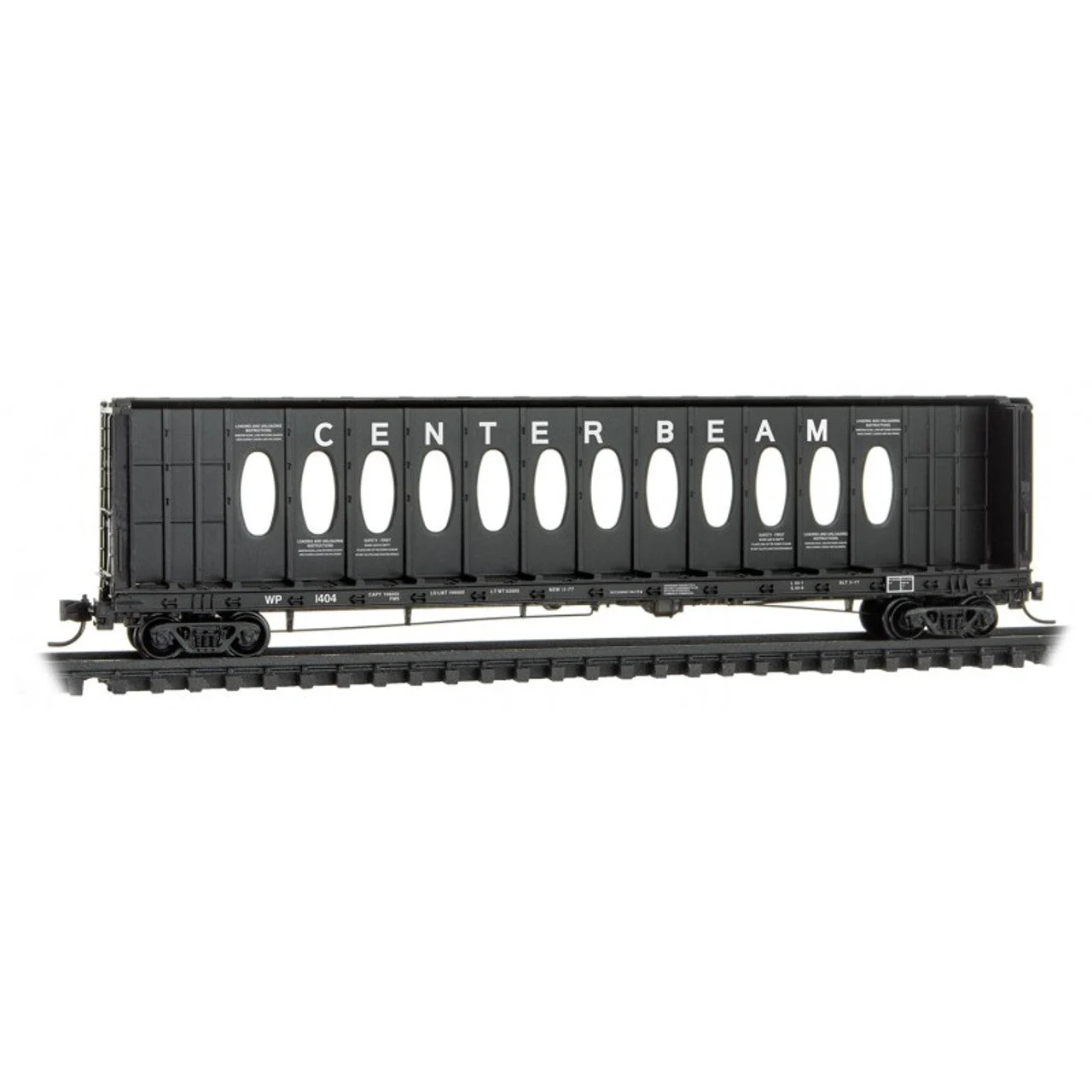 Micro Trains N Scale 60' Centerbeam Flat Car w/ 'Opera Window' Partiton, Western Pacific rd#1404 - Rel. 6/23