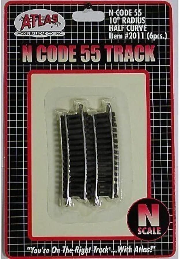 N Atlas Code 55 10" RADIUS HALF SEC (6 PCS/PK) 2011 - Atlas Trains