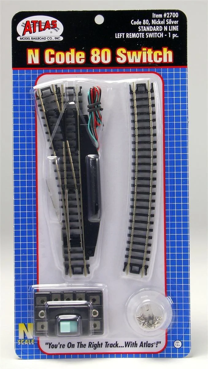 N Atlas Code 80 Standard Switch Remote Left 2700 - Atlas Trains