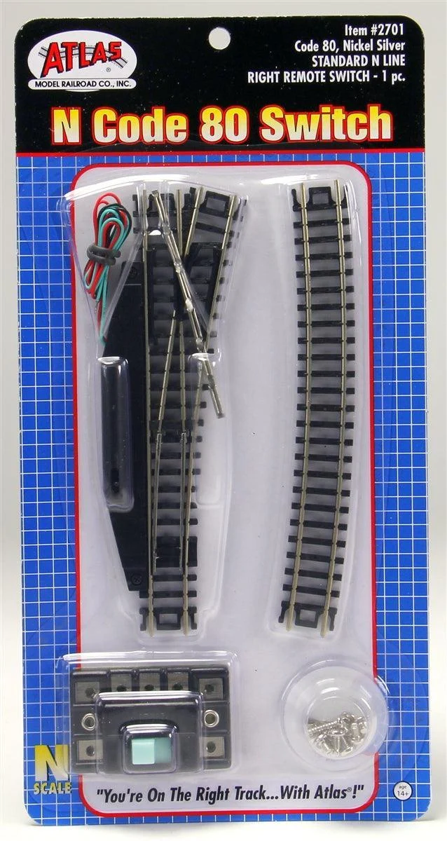 N Atlas Code 80 Standard Switch Remote Right 2701 - Atlas Trains