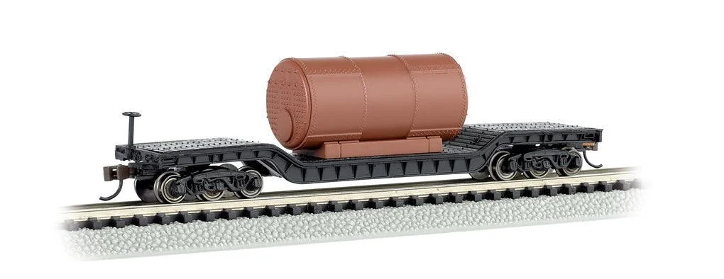 N Bachmann 52' Center-Depressed Flatcar - with Boiler 71395