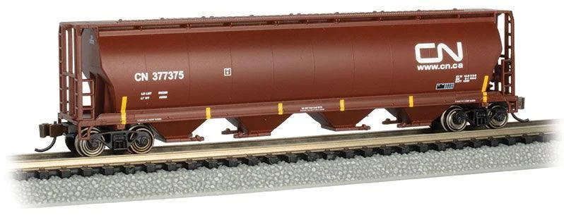 N Bachmann Canadian National (Oxide Red) - 4 Bay Cylindrical Grain Hopper 19161