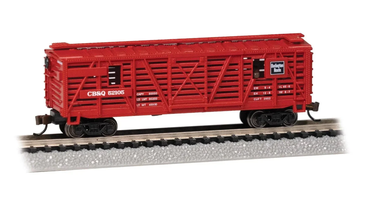 N Bachmann CB&Q #52105 w/Cattle - Animated Stock Car 19751