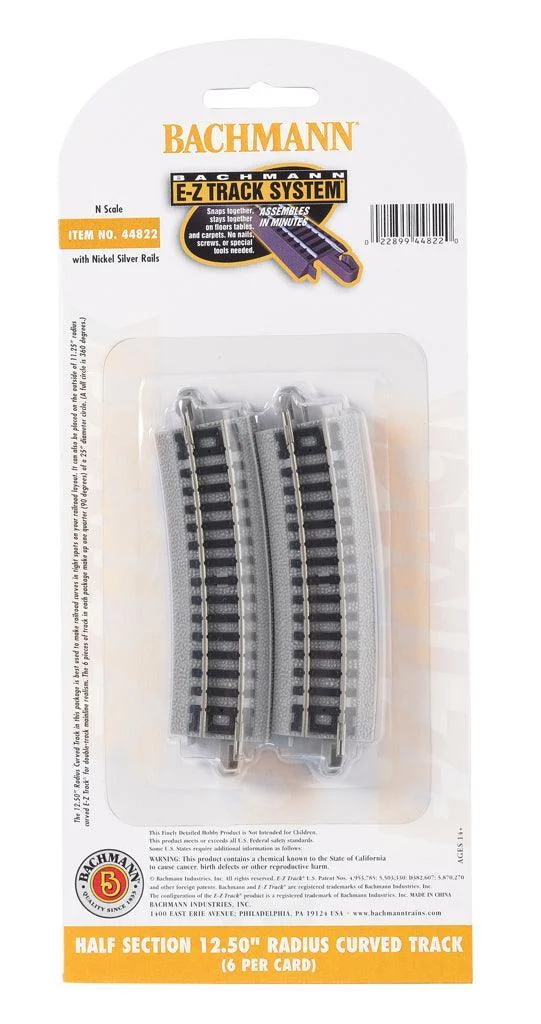 N Bachmann E-Z NS Half Section 12.50" Radius Curved 44822