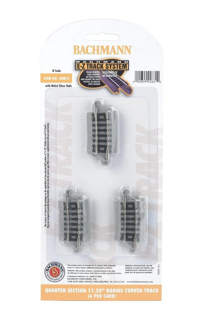 N Bachmann E-Z NS Quarter Section 11.25" Radius Curved 44831