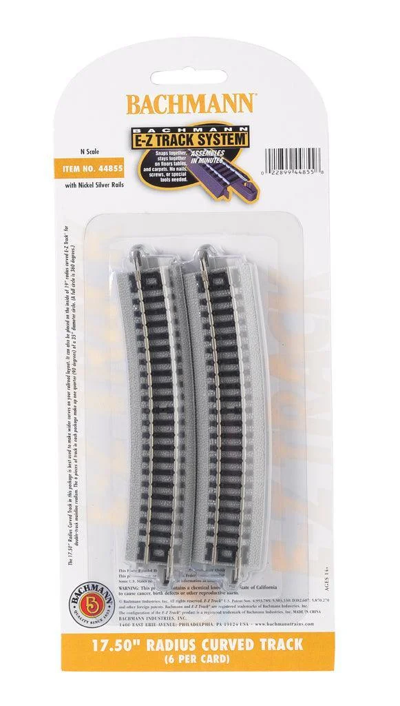 N Bachmann E-Z NS Track 17.50" Radius Curved 44855