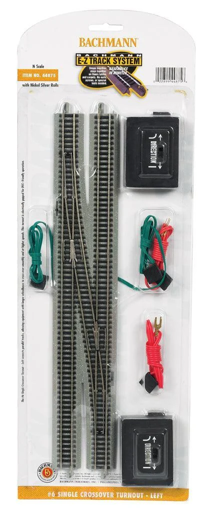 N Bachmann E-Z NS Track #6 Single Crossover Turnout - Left 44875