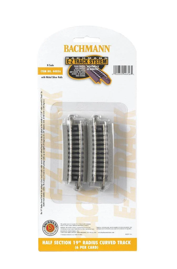 N Bachmann E-Z NS Track Half Section 19" Radius Curved 44856