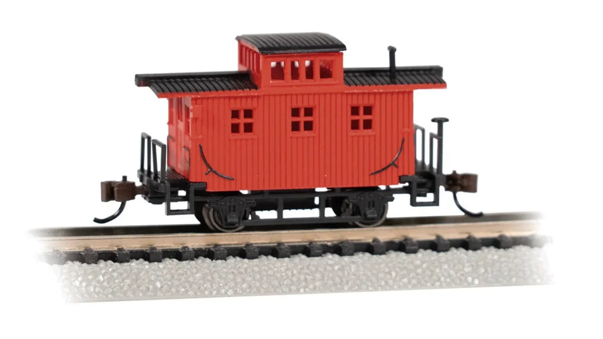 N Bachmann Painted, Unlettered Red - Old Time Bobber Caboose 15758