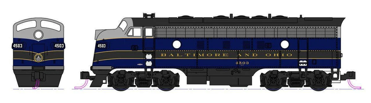 Kato EMD F7A + F7B Baltimore & Ohio Freight 2-Locomotive Set #4503, 5493 W/ Pre-Installed ESU LokSound DCC 1060428L