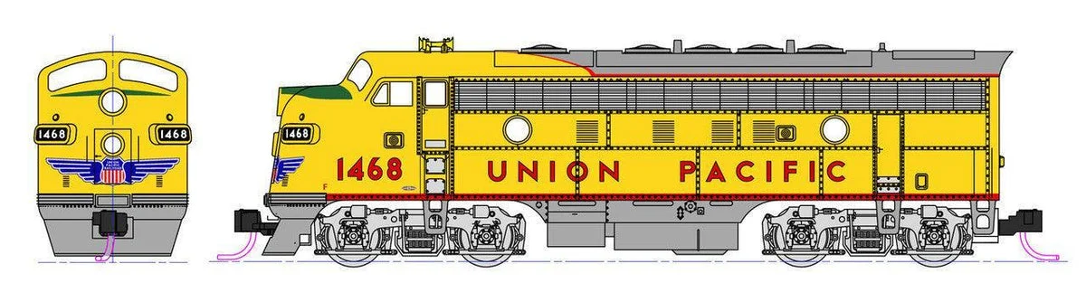 Kato EMD F7A + F7B Union Pacific Freight 2-Locomotive Set #1468, 1468B w/ Pre-Installed ESU LokSound DCC 1060426L