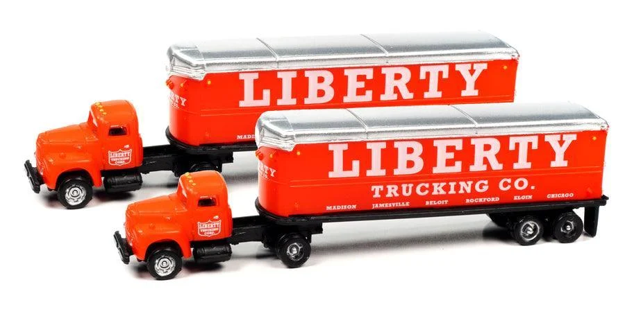 N Scale Classic Metal Works 1954 IH R-190 Semi/Trailer Set Liberty Trucking Co. (2-Pack) 51204