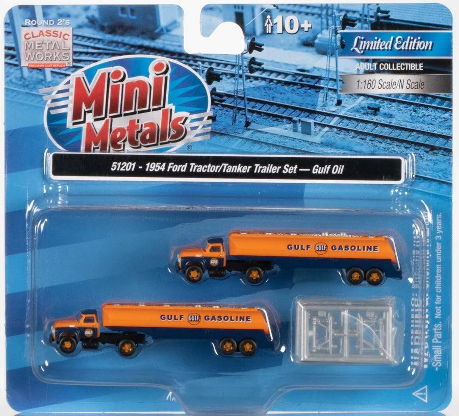N Scale Classic Metal Works 54 FORD TRACTOR W/TANKER TRAILER (GULF OIL) (2) 51201