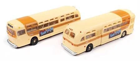 N Scale Classic Metal Works GMC Transit Bus Miami 2pk cream & ochre 52001