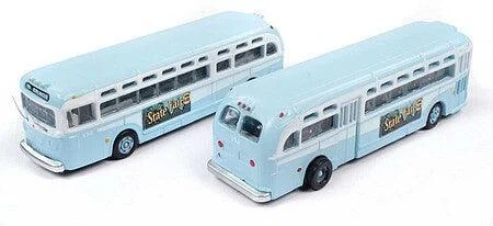 N Scale Classic Metal Works GMC Transit Bus NJ 2pk blue & white 52000