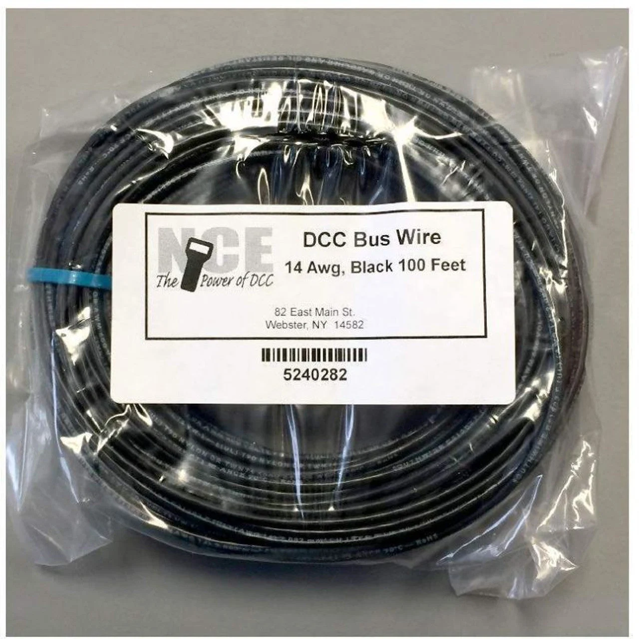 NCE 14 Awg Black Bus Wire 100 Foot Roll For Layout Wiring - NCE DCC