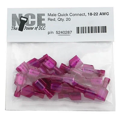 NCE DCC Male Quick Con Red 20pkg