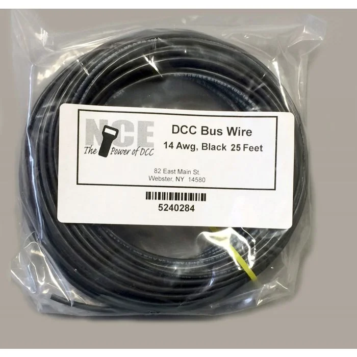 NCE 5240284 DCC Main Bus Wire 14 Gauge Black 25ft - NCE DCC