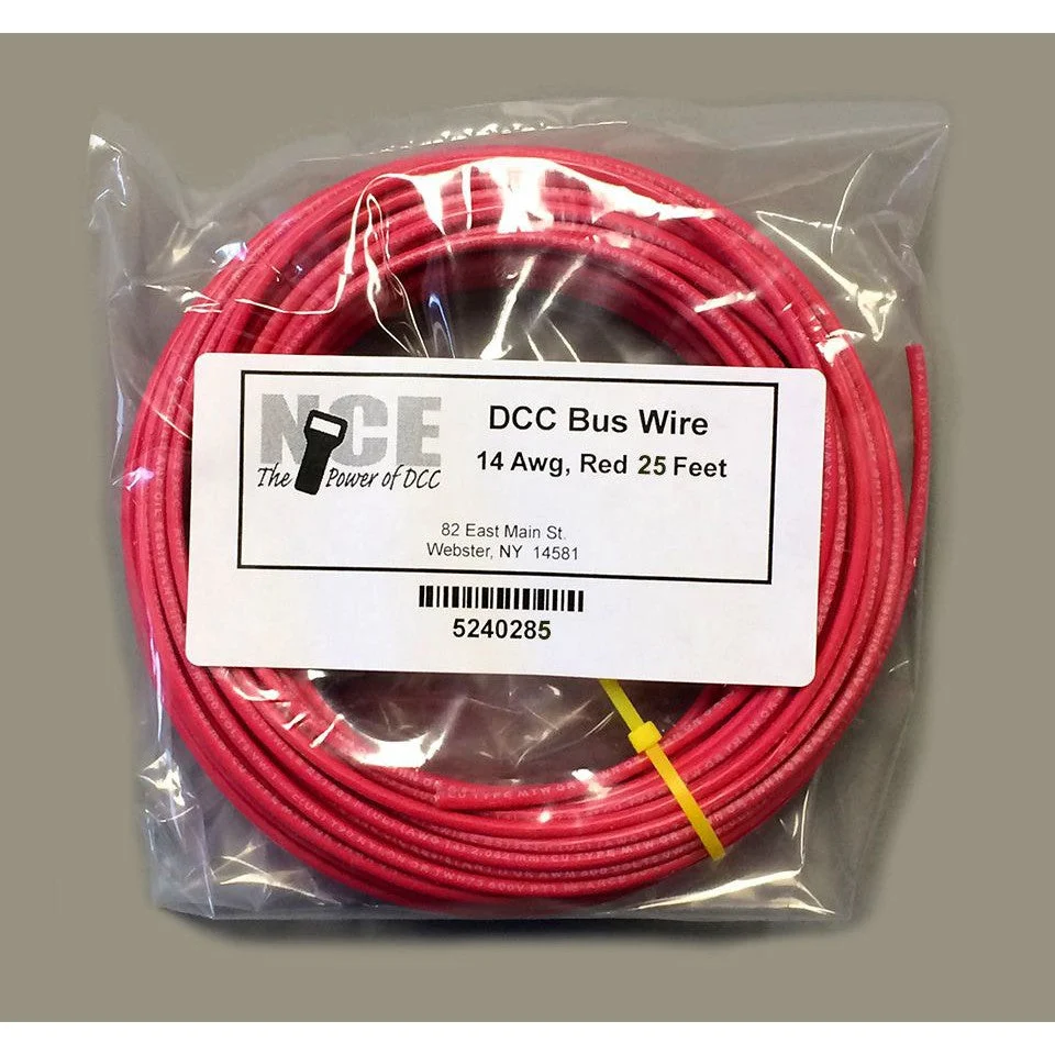 NCE 5240285 DCC Main Bus Wire 14 Gauge Red 25ft - NCE DCC